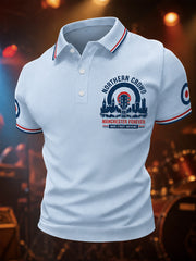 Men's Retro Rock Band Print Casual Polo