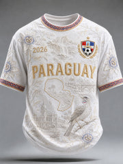 Men's Paraguay Football Print Casual T-Shirt