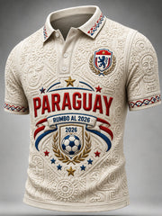 Men's Paraguay Football Fan Gift Art Print Casual Short Sleeve Top