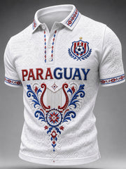 Men's Paraguay Football Fan Gift Art Print Casual Short Sleeve Top