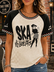 Women's Ska-Style Printed Casual T-shirt