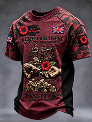 Men's Remembrance Day Lest We Forget short sleeve t-shirt