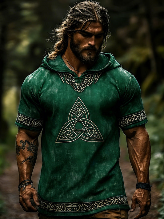 Men's Celtic Retro Hooded Short Sleeve T-Shirt