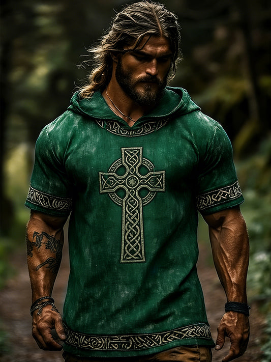 Men's Celtic Retro Hooded Short Sleeve T-Shirt