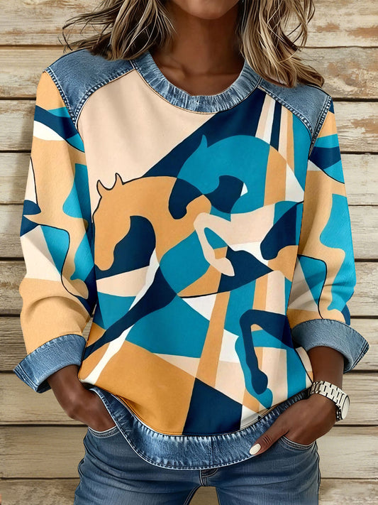 Women's Geometric Horse Art Sweatshirts