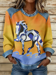 Women's Geometric Horse Art Sweatshirts