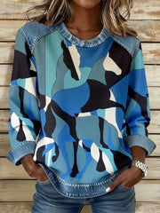 Women's Geometric Horses Art Print Sweatshirts