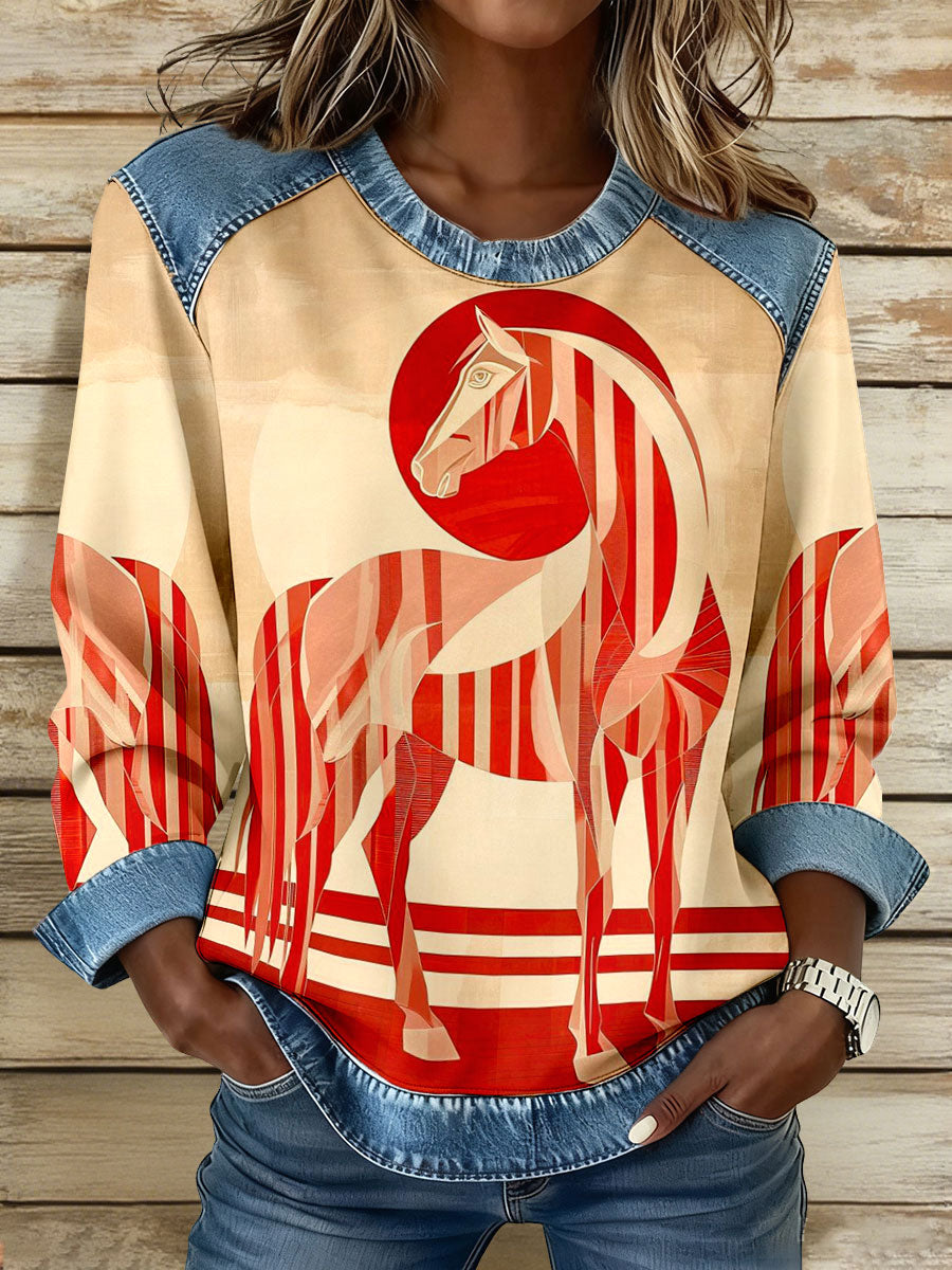 Women's Geometric Horse Art Sweatshirts