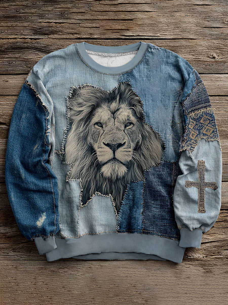 Men's Faith Cross Art Crew Neck Sweatshirt