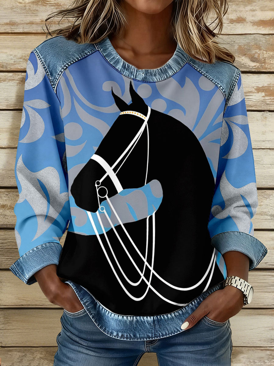 Women's Horse Art Print Sweatshirts