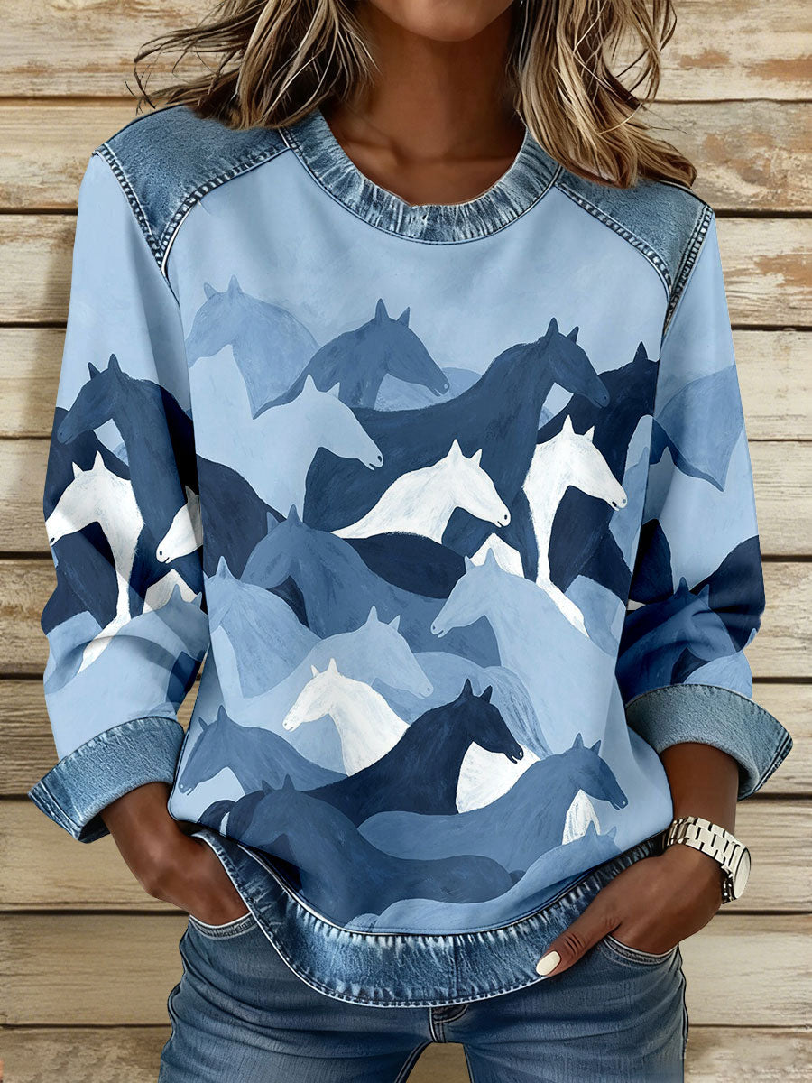 Women's Horse Art Print Sweatshirts