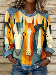 Women's Horses Art Print Sweatshirts