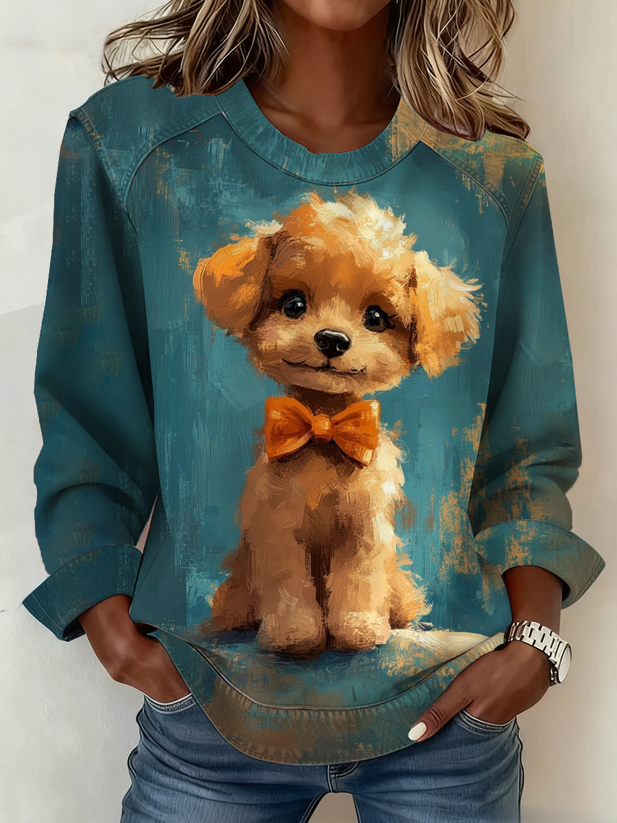Women's cute dog print Top