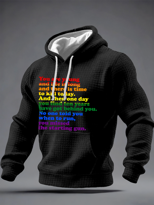 Men's You missed the starting gun Checkered Cotton Hoodie