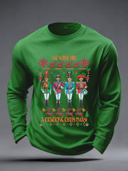 Men's Retro Wish You Have A Cracking Christmas Classic Legendary Rock Band Print Casual Long Sleeve T-Shirt