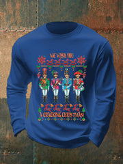 Men's Retro Wish You Have A Cracking Christmas Classic Legendary Rock Band Print Casual Long Sleeve T-Shirt