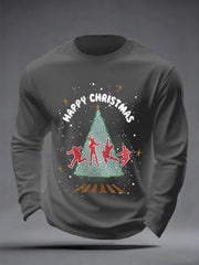 Men's Merry Christmas Retro Classic Legendary Rock Band Print Casual Long Sleeve T-Shirt