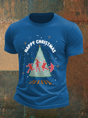 Men's Retro Merry Christmas Classic Legendary Rock Band Print Casual Tee