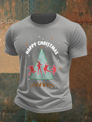 Men's Retro Merry Christmas Classic Legendary Rock Band Print Casual Tee