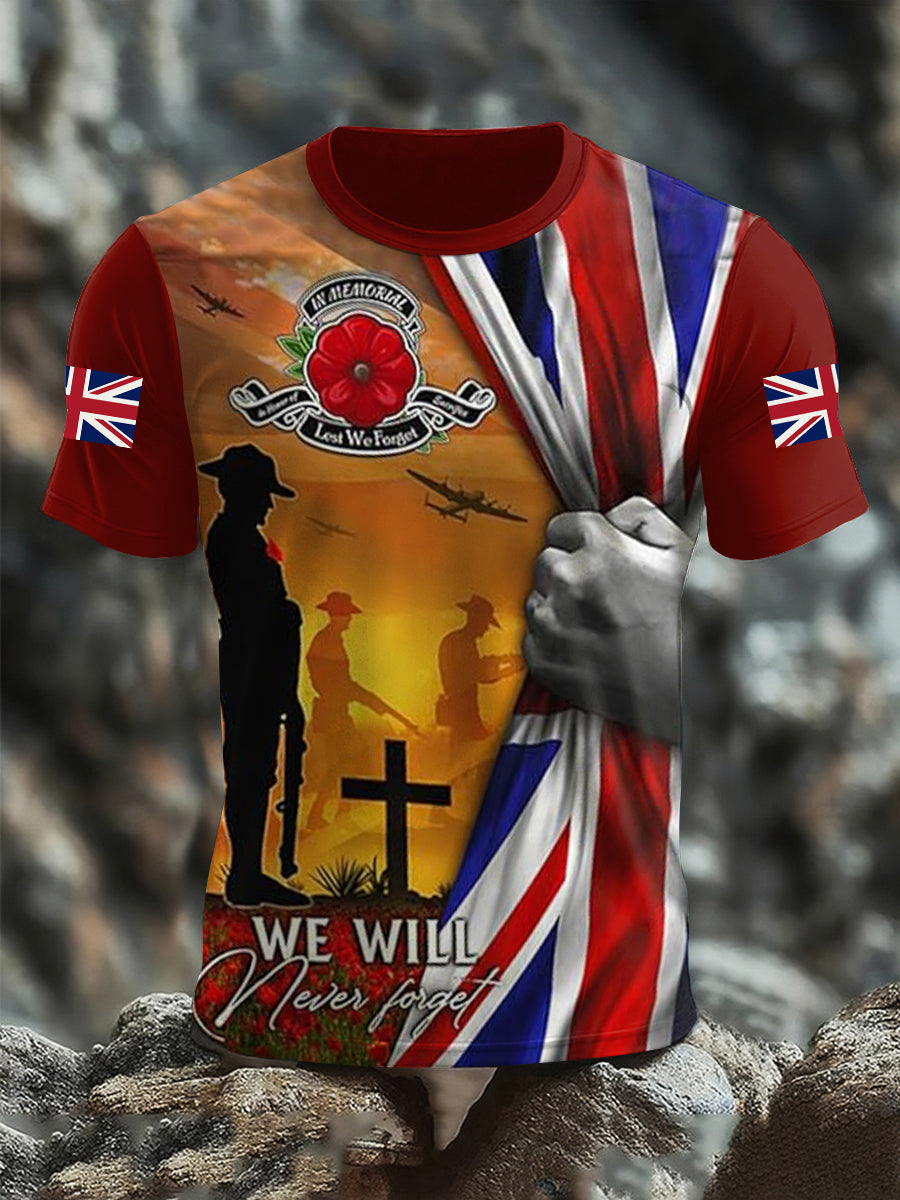 Men's Remembrance Day Lest We Forget Short Sleeves T-shirt