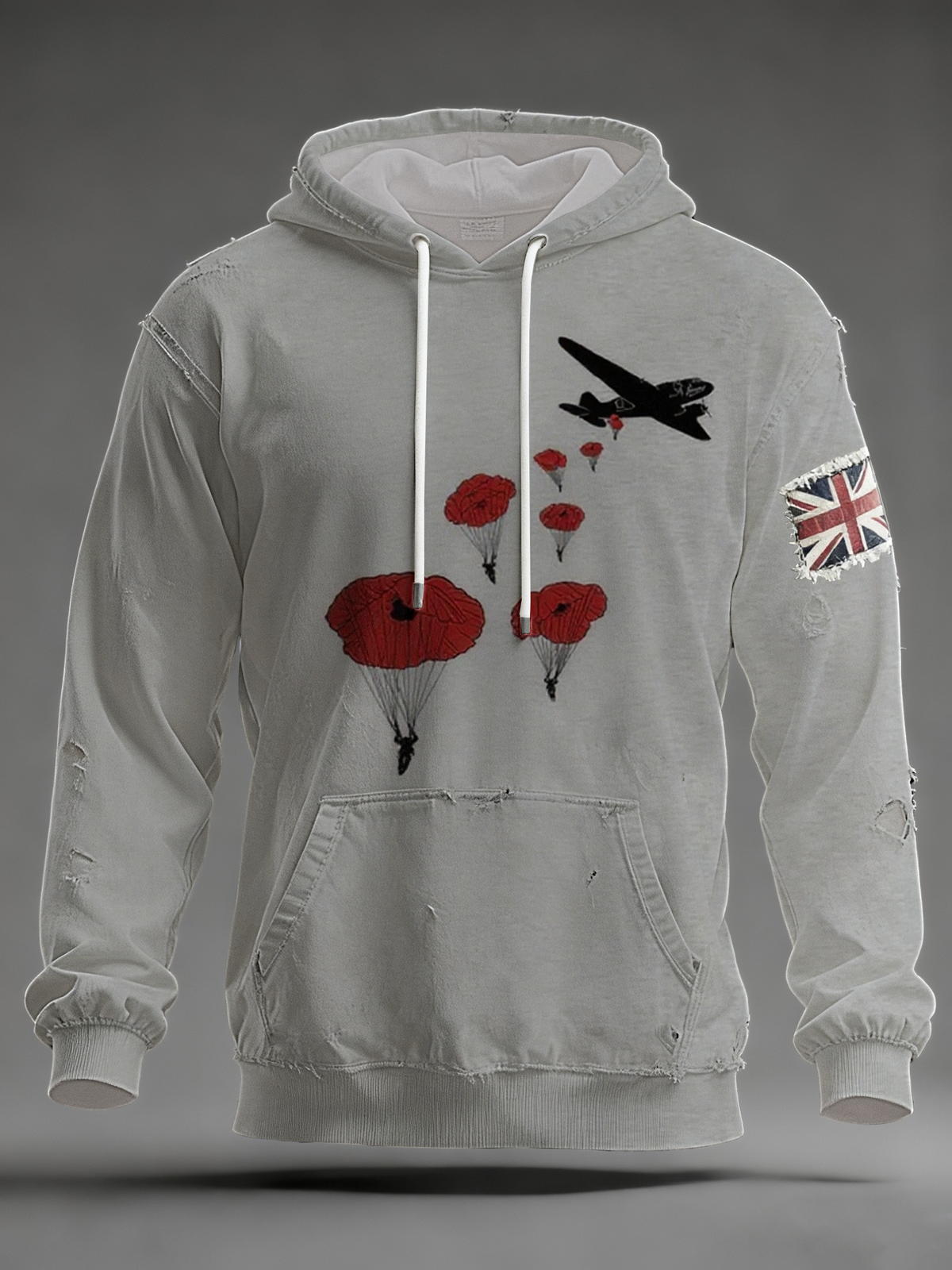 Men's Royal Air Force aircraft Oversized Drop-Shoulder Hoodie with Pockets
