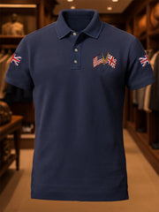 Men's Business Casual Union Jack America Flag Short Sleeve Shirt