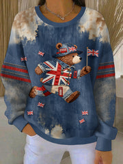 Women's British Style Print Casual Sweatshirt