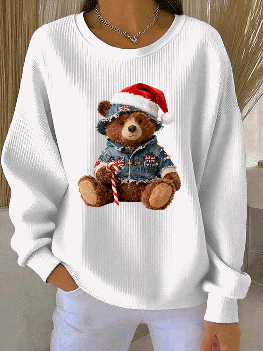 Women's Christmas British Style Print Casual Sweatshirt