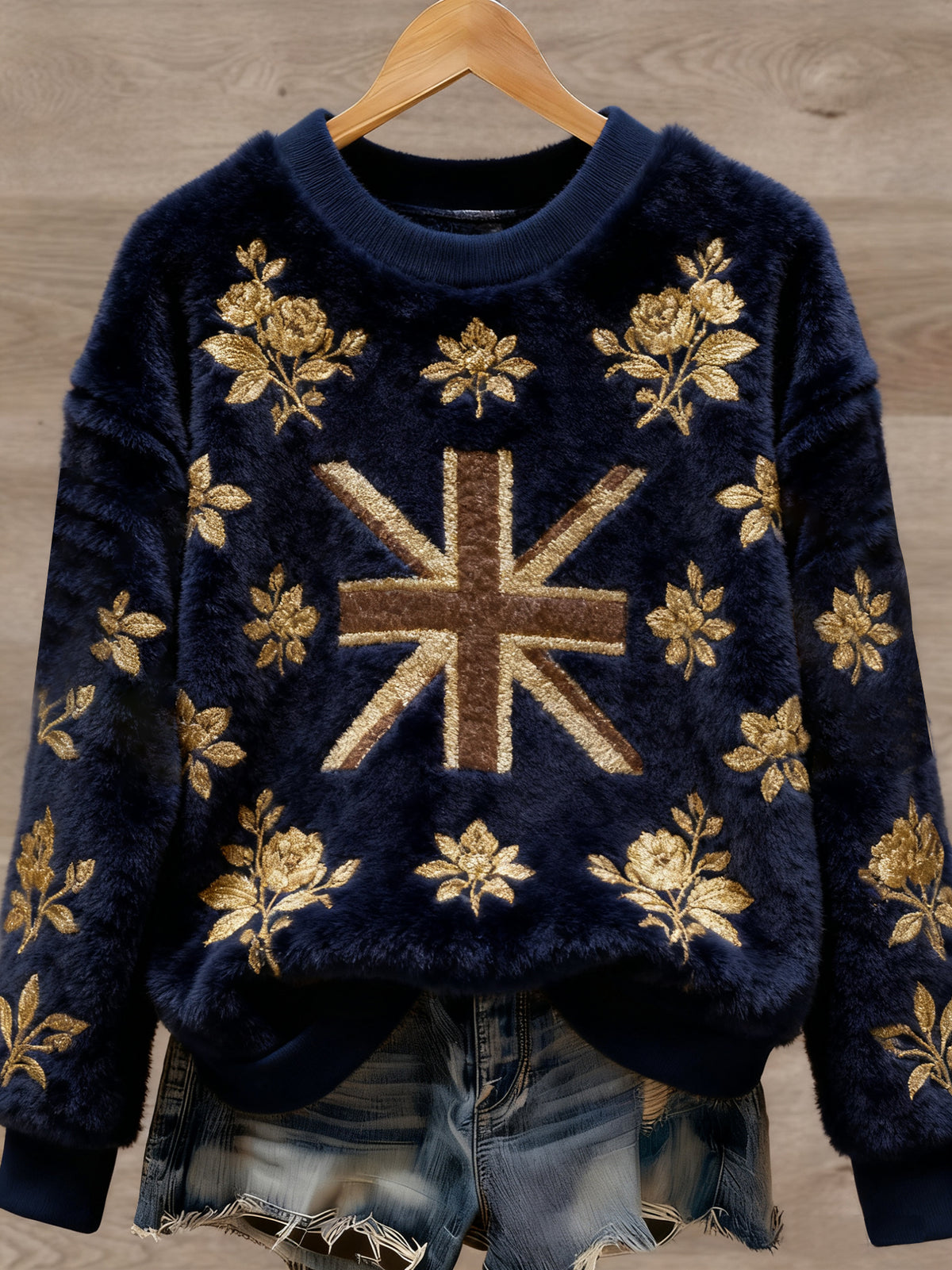 Women's British style Art Print Casual Flannel Sweater