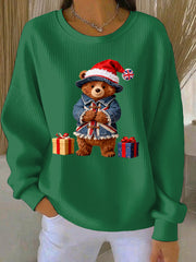 Women's Christmas British Style Print Casual Sweatshirt