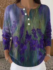 Women‘s Purple Floral Print long-sleeve cardigan