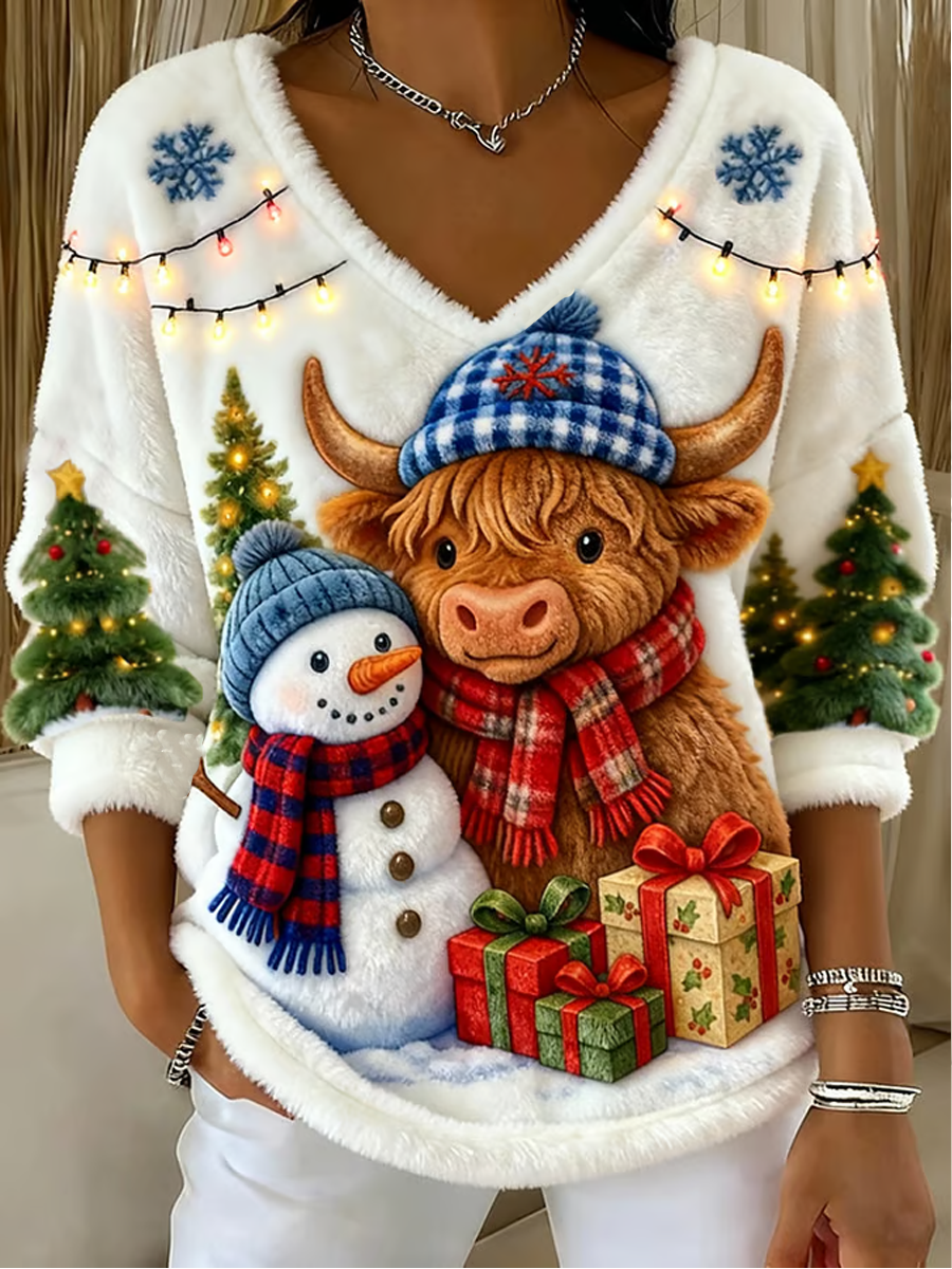 Women's Highland Cow Print Casual Top