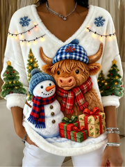 Women's Highland Cow Print Casual Top