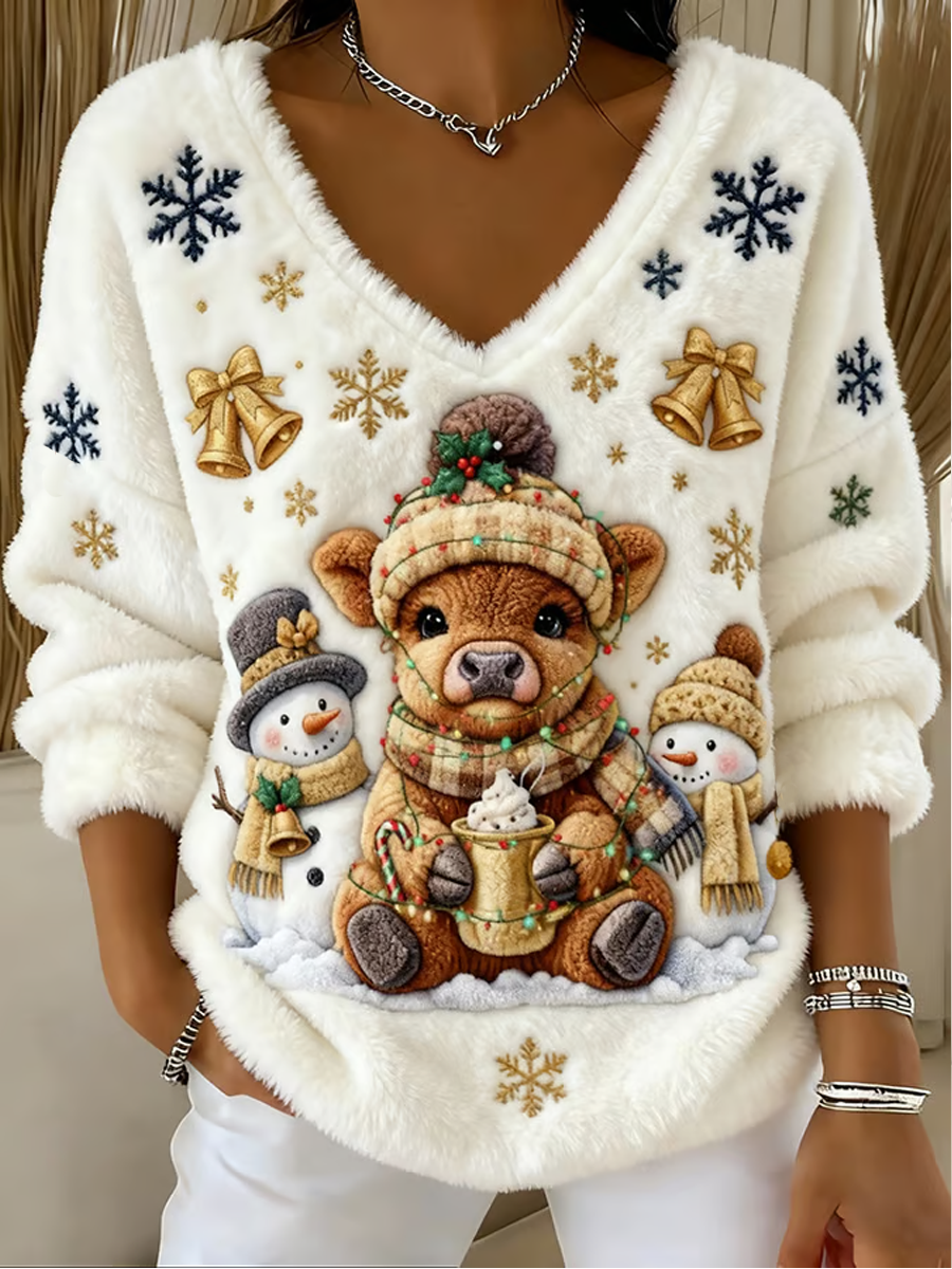Women's Highland Cow Print Casual Top