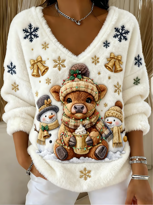 Women's Highland Cow Print Casual Top