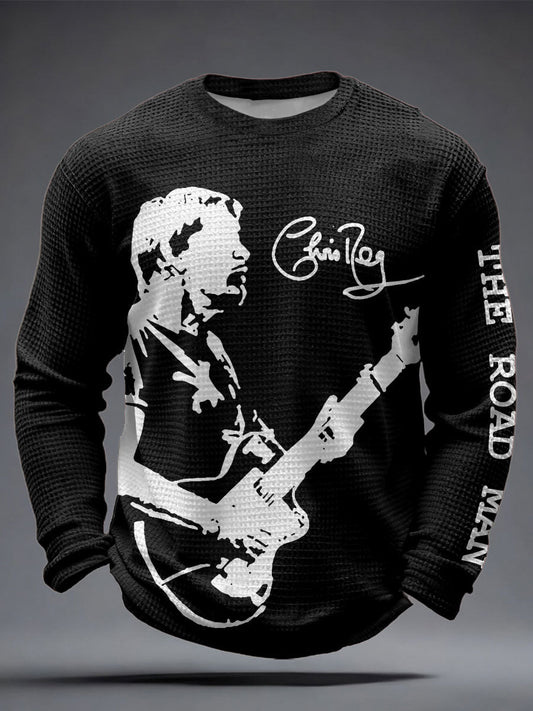 Men's The Road Man Music Lover Printed Waffle Tops