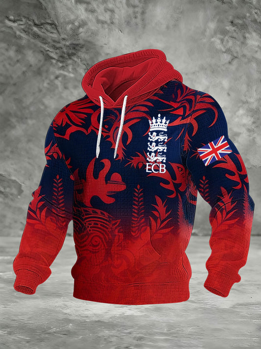 Men's Cricket Printed Checkered Cotton Hoodie