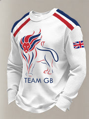 Men's British Flag Lion Waffle Long Sleeve T-Shirt