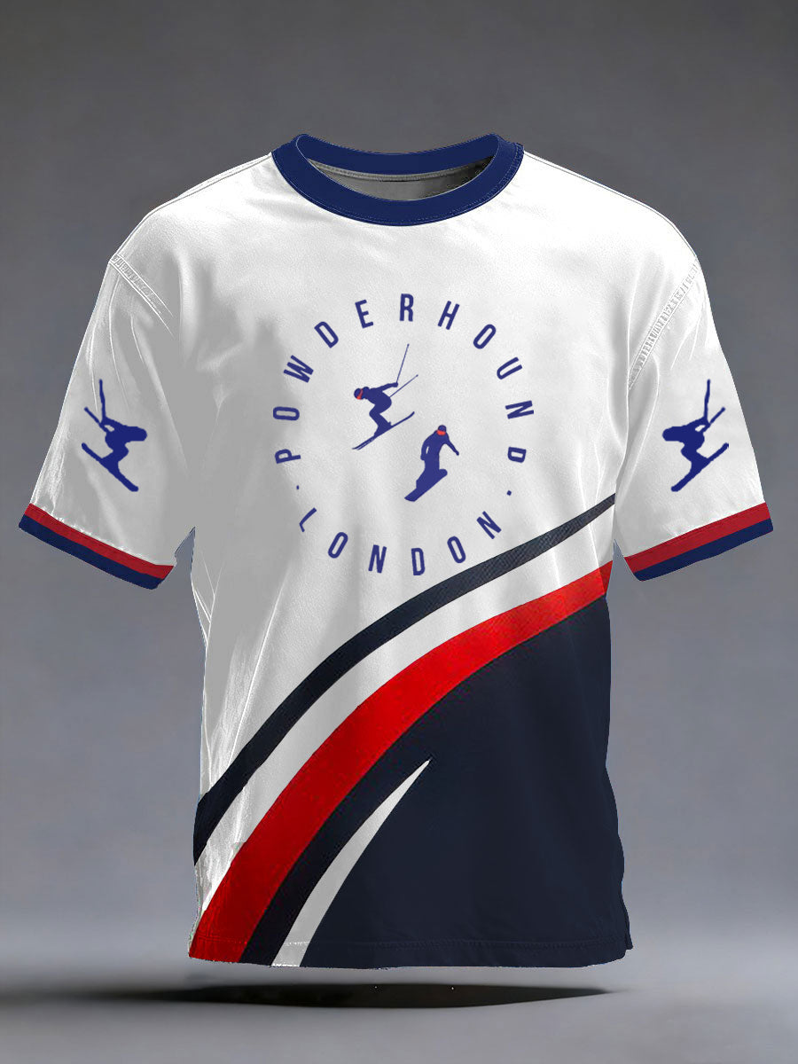 Men's Winter Sports 2026 Skiing Printed T-shirt