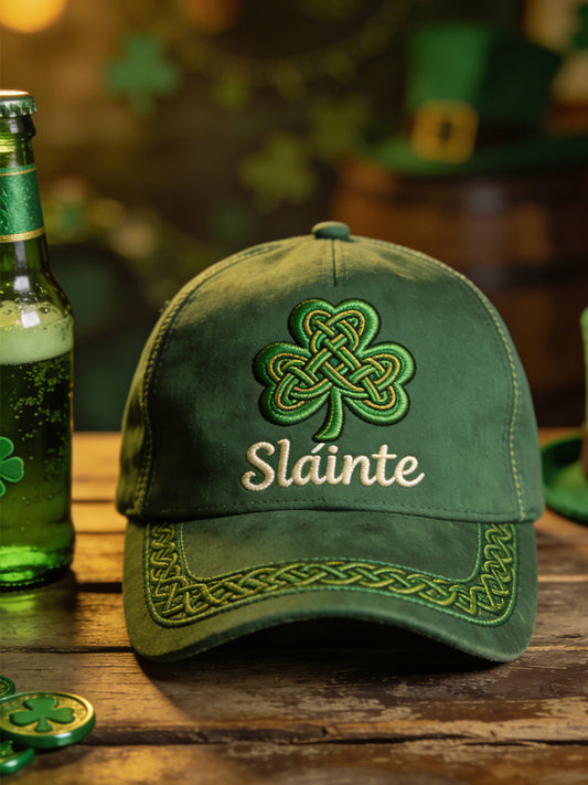 Unisex Retro St. Patrick's Day Slainte Celtic Knot Shamrock Print Hat