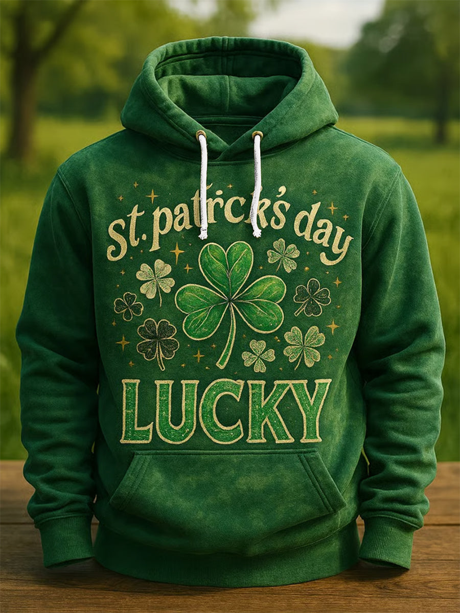 Men's St. Patrick's Day Oversized Drop-Shoulder Hoodie with Pockets