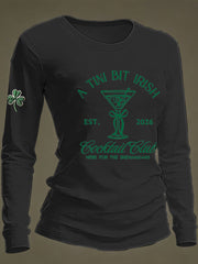 Women's St Patrick's Day A Tini Bit Irish Shamrock Long Sleeve T-shirt