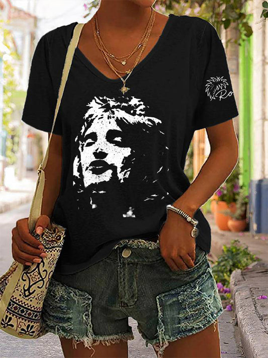 Women's Rod Stewart Printed V-neck T-shirt