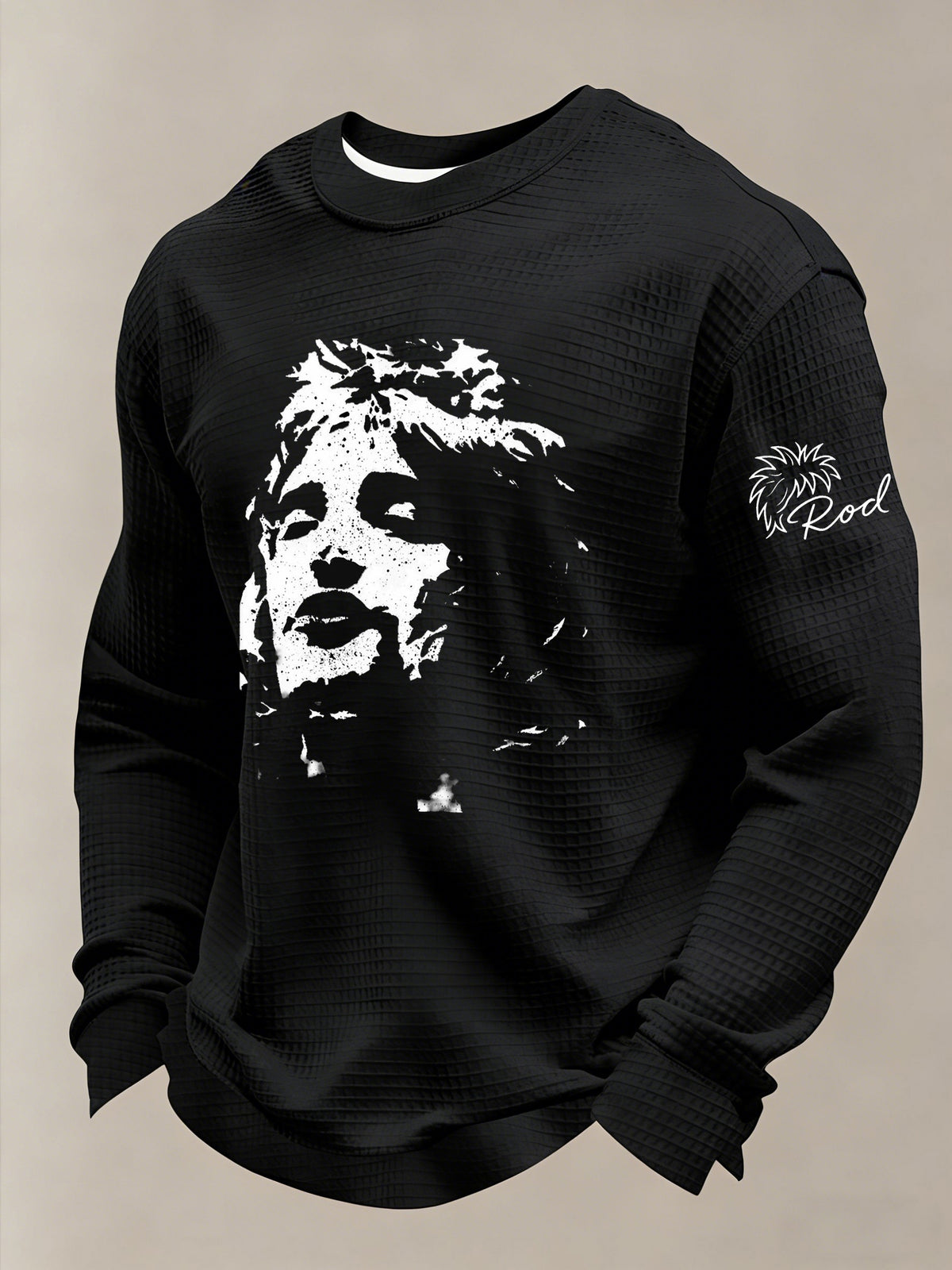 Men's Rod Stewart Printed Waffle Long Sleeve Sweatshirt