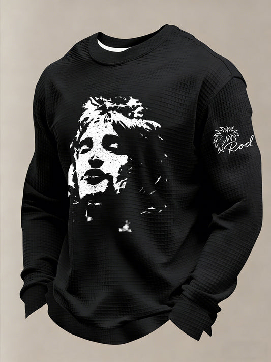 Men's Rod Stewart Printed Waffle Long Sleeve Sweatshirt