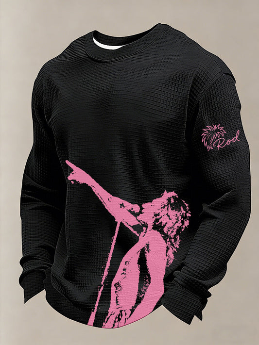 Men's Rod Stewart Printed Waffle Long Sleeve Sweatshirt