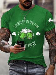 Men's St. Patrick's Day Everybody In The Pub Gettin Tipsy Shamrock Print Tee