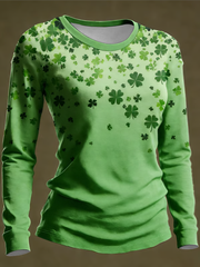 Women's St. Patrick's Day Print Round neck long sleeve T-shirt