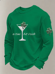 Men's Funny St. Patrick's Day Shamrock Art  Printed Waffle Long Sleeve T-Shirt