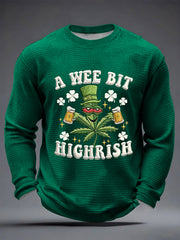Men's Funny St Patrick Day A Wee Bit Highrish Waffle Long Sleeve T-Shirt